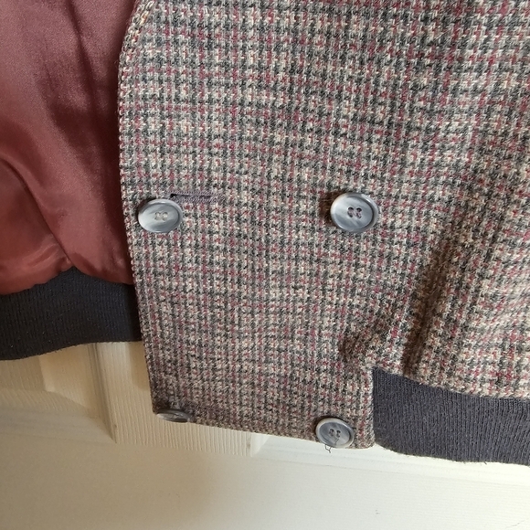 Vintage Wool Plaid Double Breasted Bomber Tweed Blazor Jacket - Picture 3 of 9